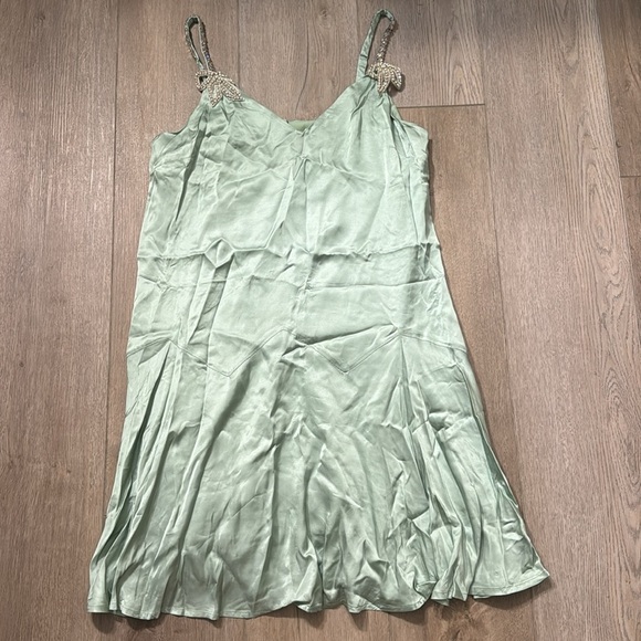 NWT! Anthropologie Corey Lynn Calter Bow Strap Silky Mini Dress ☁️ - Picture 7 of 9